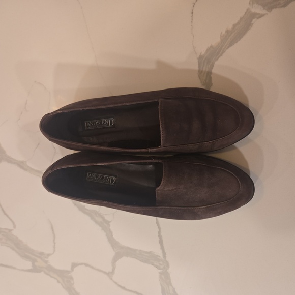 Lands End Suede Slip On Loafers Womens Size 10 Brown - Picture 2 of 8